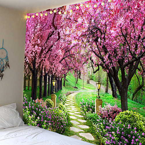 

Wall Tapestry Art Decor Blanket Curtain Picnic Tablecloth Hanging Home Bedroom Living Room Dorm Decoration Nature Landscape Garden Tree Flower Blossom Pathway