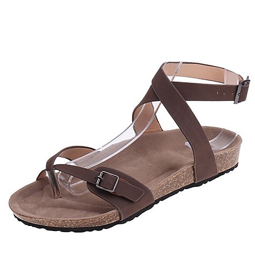 

Women's Sandals Flat Sandal 2020 Spring & Fall / Spring & Summer Flat Heel Open Toe Casual Basic Daily Outdoor PU Almond / Black / Coffee