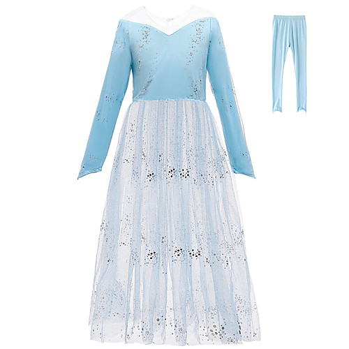 

Princess Elsa Dress Pants Flower Girl Dress Girls' Movie Cosplay A-Line Slip Vacation Dress Blue Dress Pants Children's Day Masquerade Tulle Sequin Cotton