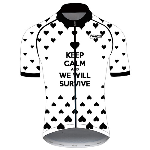 

21Grams Men's Short Sleeve Cycling Jersey Spandex BlackWhite Heart Solid Color Bike Jersey Top Mountain Bike MTB Road Bike Cycling UV Resistant Breathable Quick Dry Sports Clothing Apparel