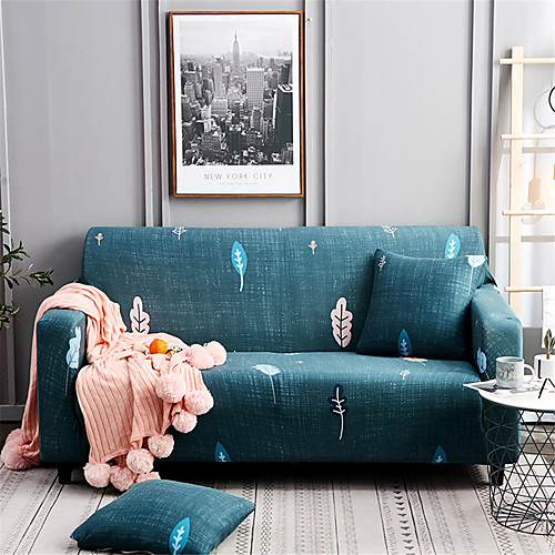 

Cartoon Green Plant Print Dustproof All-powerful Slipcovers Stretch Sofa Cover Super Soft Fabric Couch Cover with One Free Pillow Case