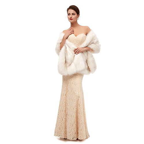 

Sleeveless Shawls Faux Fur Party / Evening Shawl & Wrap / Women's Wrap With Button