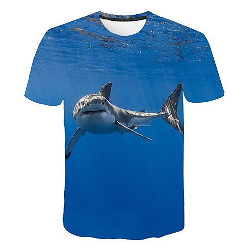 

Men's 3D Animal Fantastic Beasts Print T-shirt Street chic Exaggerated Daily Holiday Round Neck Blue / Short Sleeve