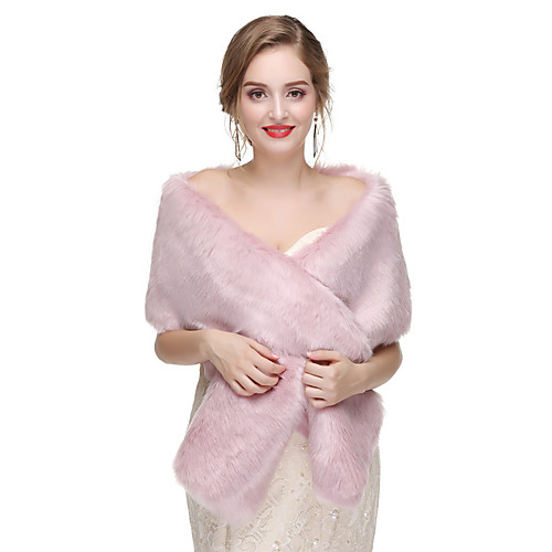 

2020 Women's Sleeveless Shawls Faux Fur Party Evening Shawl & Wrap with Button