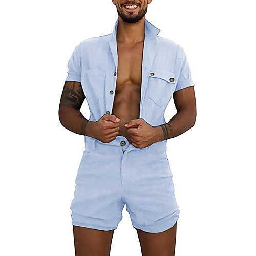 

Men's Basic Army Green Blue Black Romper Onesie, Solid Colored US36 / UK36 / EU44 US38 / UK38 / EU46 US42 / UK42 / EU50