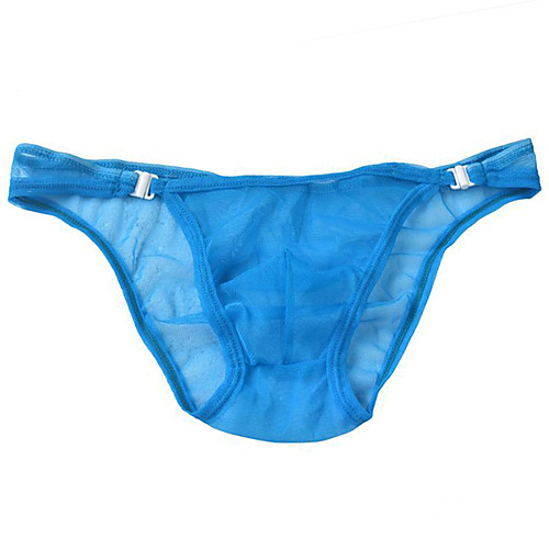 

Men's Mesh Spandex Briefs Underwear - Normal, Solid Colored Low Waist Blue One-Size / Stretchy