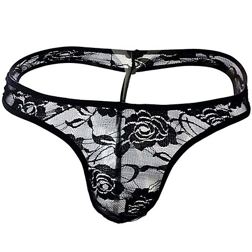 

Men's Lace G-string Underwear - Normal Low Waist Black One-Size
