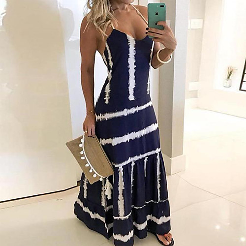 

Women's Plus Size Sundress Maxi long Dress - Sleeveless Tie Dye Print Summer V Neck Holiday Vacation Beach 2020 Red Yellow Navy Blue S M L XL XXL XXXL XXXXL XXXXXL