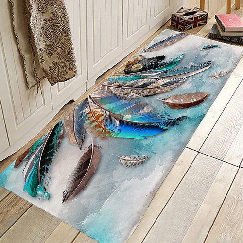 

1pc Modern Feather Pattern Bath Mats / Bath Rugs Coral Velve Geometric / Abstract 5mm Bathroom New Design