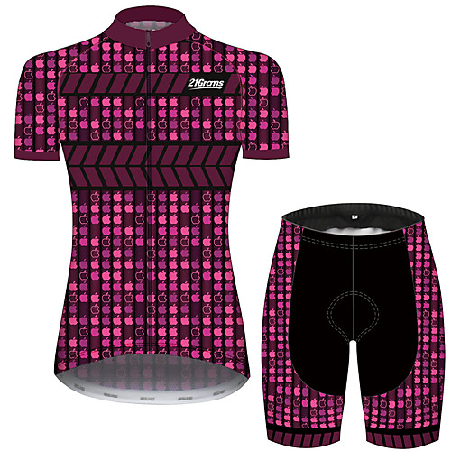 

21Grams Women's Short Sleeve Cycling Jersey with Shorts Spandex Polyester Black / Red Plaid Checkered Geometic Funny Bike Clothing Suit Breathable Quick Dry Ultraviolet Resistant Sweat-wicking Sports