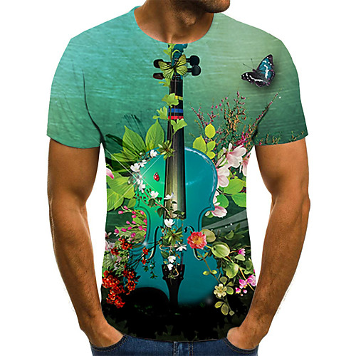 

Men's Plus Size Geometric Color Block Print T-shirt Street chic Exaggerated Holiday Going out Round Neck Rainbow / Short Sleeve