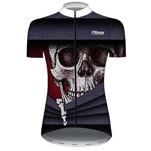 

21Grams Women's Short Sleeve Cycling Jersey Black / Red Solid Color Novelty Skull Bike Jersey Top Mountain Bike MTB Road Bike Cycling UV Resistant Quick Dry Breathable Sports Clothing Apparel