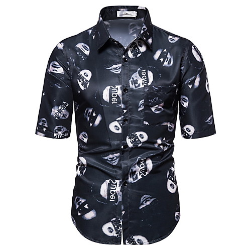 

Men's Portrait Print Shirt Hawaiian Daily Black