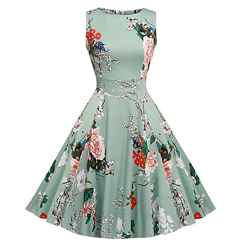 

Women's Swing Dress - Sleeveless Print Patchwork Print Active Cute Party Daily Light Green S M L XL XXL / Cotton