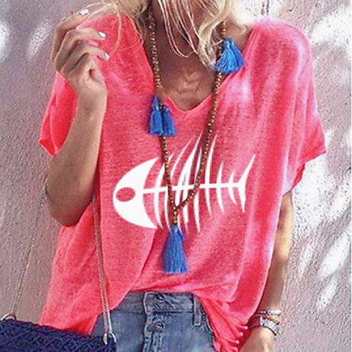 

Women's Geometric Print Loose T-shirt Daily V Neck Purple / Blushing Pink / Fuchsia / Khaki / Gray / Light Blue