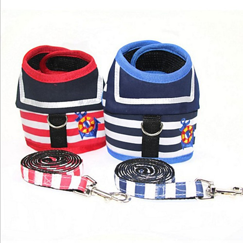 

Dog Cat Pets Harness Leash Casual / Daily Safety Stripes Terylene Cotton Beagle Poodle Toy Poodle Baby Pet Papillon Small Dog Pink Blue