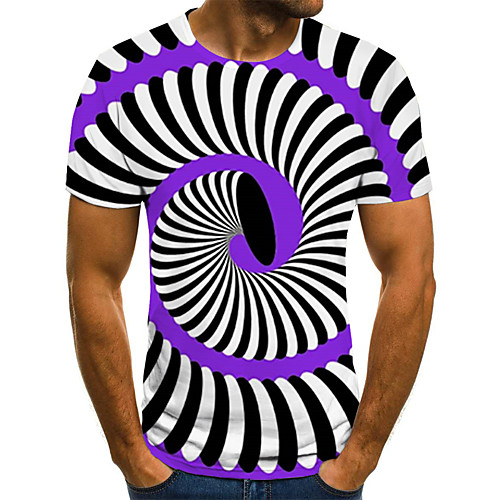 

Men's Plus Size Geometric 3D Print T-shirt Street chic Exaggerated Holiday Going out Round Neck Rainbow / Short Sleeve