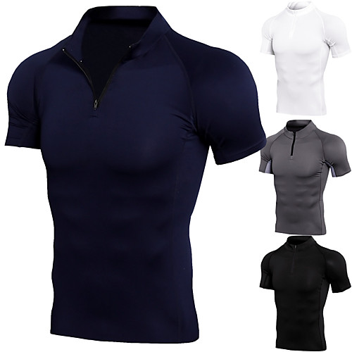 

JACK CORDEE Men's Short Sleeve Compression Shirt Running Shirt Running Base Layer Quarter Zip Tee Tshirt Athletic Breathable Quick Dry Soft Running Active Training Jogging Sportswear Solid Colored