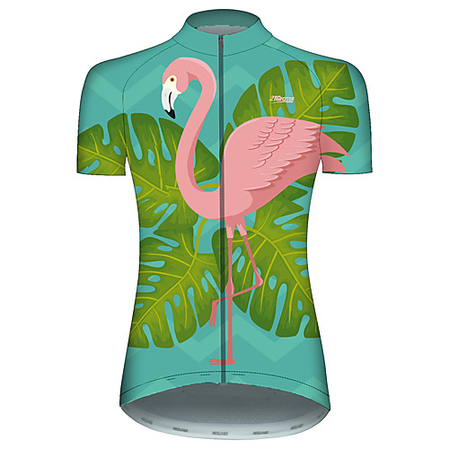 

21Grams Women's Short Sleeve Cycling Jersey PinkGreen Flamingo Floral Botanical Animal Bike Jersey Top Mountain Bike MTB Road Bike Cycling UV Resistant Quick Dry Breathable Sports Clothing Apparel