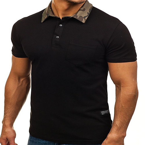 

Men's Solid Colored Camo / Camouflage Patchwork Polo Basic Daily Weekend Shirt Collar White / Black / Brown / Short Sleeve