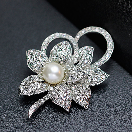 

Diamond Brooches Classic Lotus Luxury Classic European Korean Sweet Brooch Jewelry Silver For Wedding Party Birthday Party New Year Bar Promise