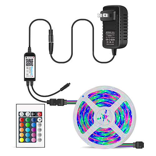 

5m Flexible LED Light Strips Light Sets RGB Tiktok Lights 150 LEDs SMD5050 10mm 1 24Keys Remote Controller 1 X 12V 3A Power Supply 1 set Multi Color Waterproof APP Control Cuttable 12 V