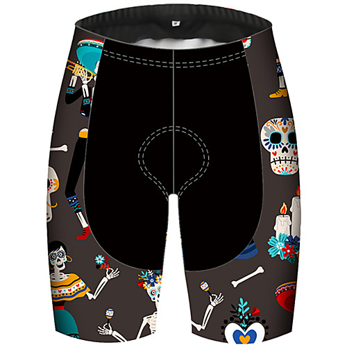 

21Grams Men's Cycling Shorts Spandex Bike Shorts Pants Padded Shorts / Chamois Quick Dry Breathable Sports Skull Floral Botanical Grey Mountain Bike MTB Road Bike Cycling Clothing Apparel Bike Wear