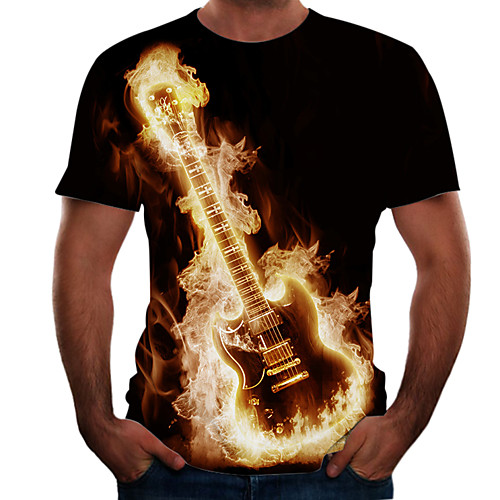 

Men's T shirt Color Block Flame Simulation Plus Size Print Short Sleeve Daily Tops Basic Streetwear Rainbow