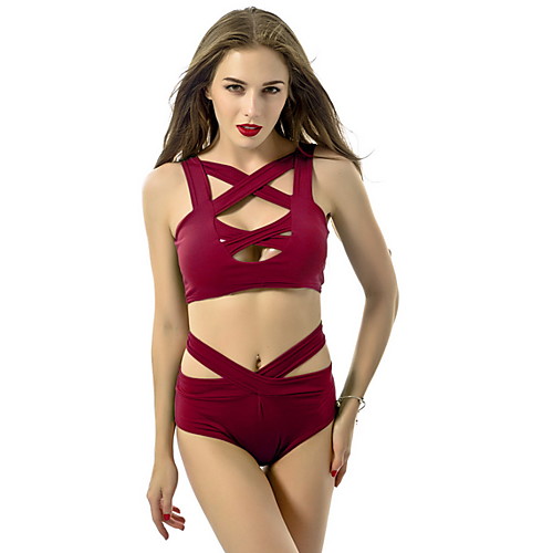 

Women's Wine Light Blue Purple Tankini Swimwear Swimsuit - Solid Colored S M L Wine