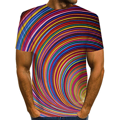 

Men's Color Block Rainbow Abstract Plus Size T-shirt Print Short Sleeve Daily Tops Basic Exaggerated Round Neck Rainbow