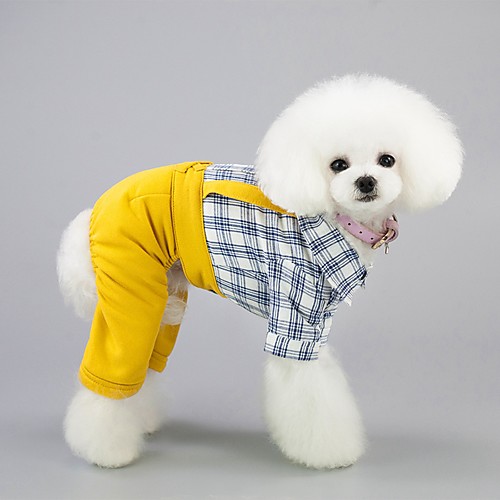 

Dog Cat Pets Jumpsuit Spots & Checks Classic Winter Dog Clothes Puppy Clothes Dog Outfits Yellow Beige Costume Baby Small Dog for Girl and Boy Dog Polyster S M L XL XXL