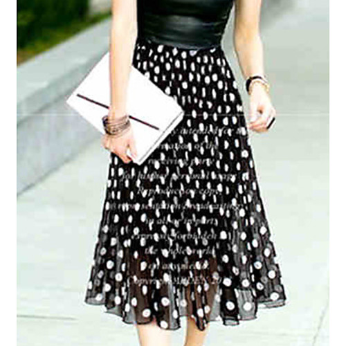 

Women's Swing Skirts - Polka Dot White Black L XL XXL