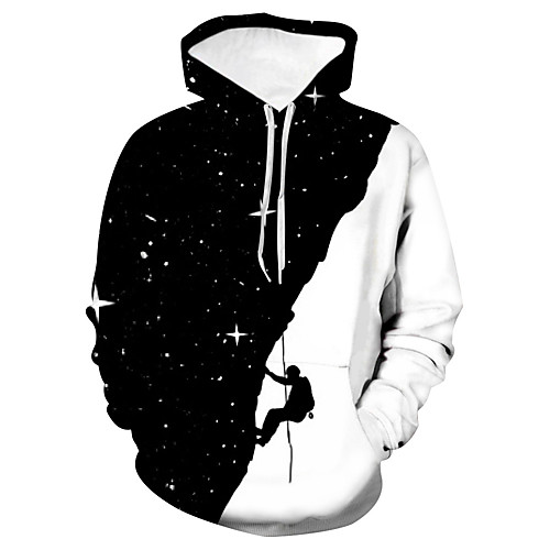 

Men's Plus Size Hoodie Color Block Geometric 3D Hooded Club Sports & Outdoors Basic Hoodies Sweatshirts White