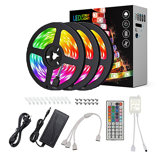 

ZDM 15M(35M) Waterproof LED Light Strips RGB Tiktok Lights Flexible 5050 SMD 450 LEDs IR 44 Key Controller with Installation Package 12V 6A Adapter Kit