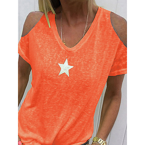

Women's Geometric Cut Out Print T-shirt - Cotton Daily Black / Blue / Purple / Yellow / Blushing Pink / Army Green / Orange / Gray