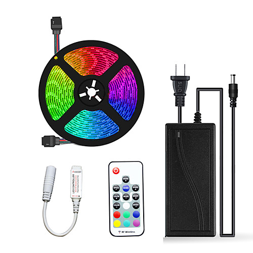 

5m Flexible LED Light Strips Light Sets RGB Tiktok Lights 300 LEDs SMD5050 10mm 17-Key Remote Controller 1 X 12V 5A Power Supply 1 set Multi Color Waterproof Cuttable Party 12 V