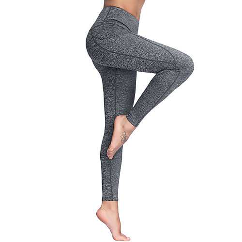 

Women's High Waist Yoga Pants Pocket Fashion Black Gray Running Fitness Gym Workout Tights Leggings Sport Activewear Comfort Quick Dry Tummy Control Butt Lift Stretchy