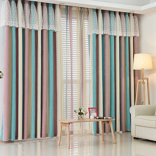 

Two Panel Modern Minimalist Style Living Room Bedroom Dining Room Children's Room Chenille Striped Jacquard Curtains