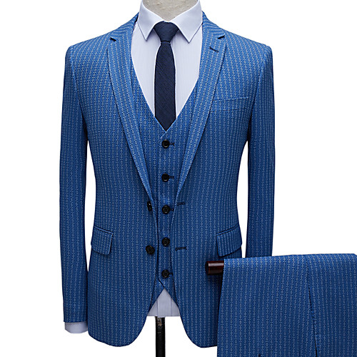 

Tuxedos Tailored Fit Slim Notch Single Breasted Two-buttons Polyester Stripes / British / Fashion