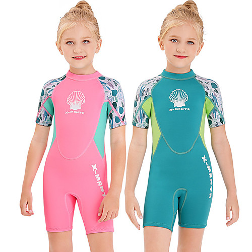 

Dive&Sail Boys' Girls' Shorty Wetsuit 2.5mm SCR Neoprene Diving Suit Windproof Anatomic Design Short Sleeve Back Zip Patchwork Autumn / Fall Spring Summer / High Elasticity / Kids