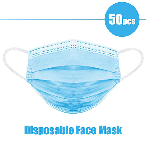 

50pcs Face Mouth Mask Disposable Protect 3 Layers Filter Dustproof Earloop Non Woven Mouth Masks