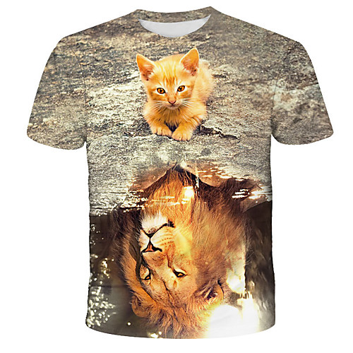 

Men's T shirt 3D Animal Print Short Sleeve Daily Tops Streetwear Exaggerated Rainbow