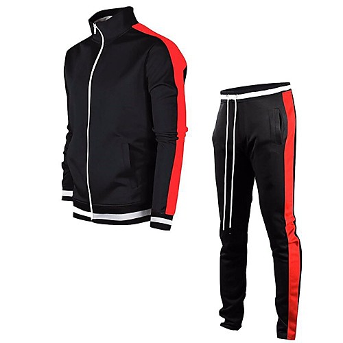 

Men's 2 Piece Full Zip Tracksuit Sweatsuit Jogging Suit Street Casual 2pcs Winter Long Sleeve Quick Dry Breathable Soft Fitness Gym Workout Performance Running Training Sportswear Jacket Track pants