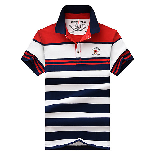

Men's Striped Polo Basic Daily Shirt Collar Blue / Red / Yellow / Short Sleeve