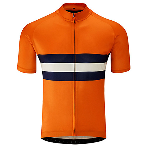 

21Grams Men's Short Sleeve Cycling Jersey Black / Orange Stripes Solid Color Bike Jersey Top Mountain Bike MTB Road Bike Cycling UV Resistant Quick Dry Breathable Sports Clothing Apparel / Stretchy