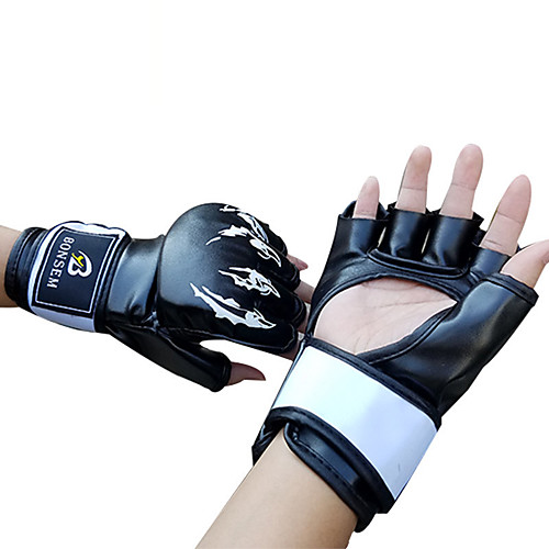 

Boxing Gloves For Martial Arts Muay Thai MMA Kickboxing Fingerless Gloves Durable Shock Absorption Breathable Shockproof Adults Women's Men's - Black Red