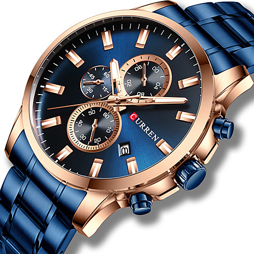 

CURREN Men's Steel Band Watches Japanese Quartz Formal Style Stylish Stainless Steel Black / Blue / Silver 30 m Water Resistant / Waterproof Calendar / date / day Chronograph Analog Fashion - Gold