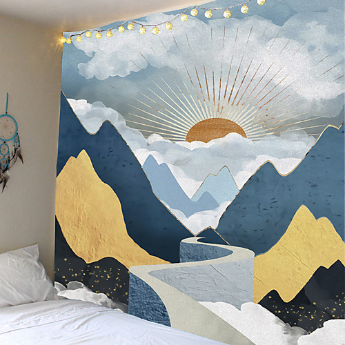 

Sunset Mountain Indigo Tapestry Natuur Art Muur Stof Hippie Psychedelische Tapijt Muur Opknoping Boom Landschap Muur Tapijt Doek