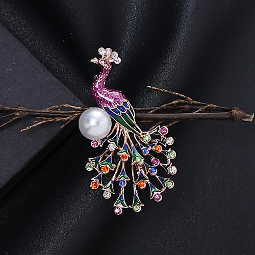 

Women's Cubic Zirconia Brooches Classic Peacock Stylish Simple Classic Brooch Jewelry Gold For Party Gift Daily Work Festival