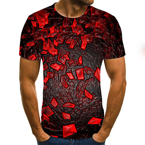 

Men's T shirt 3D Short Sleeve Daily Tops Red